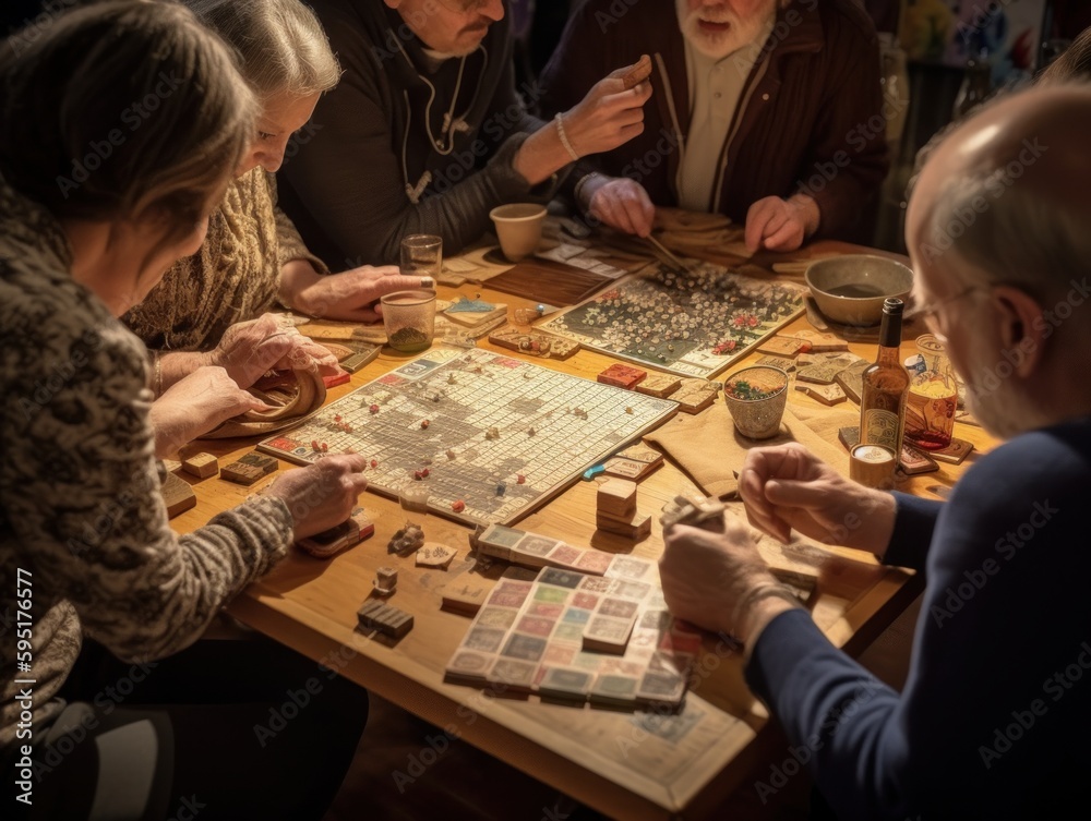 Fototapeta premium A table with a board game or puzzle in progress