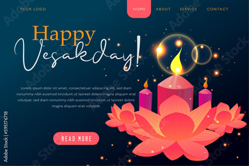 Happy Buddha Purnima Vesak Festival Landing Page design Templates  photo