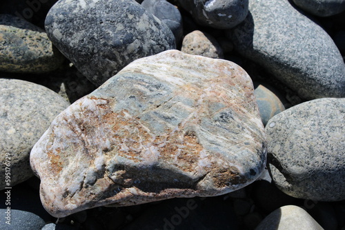 A unique stone on the beach in the Pacific Northwest