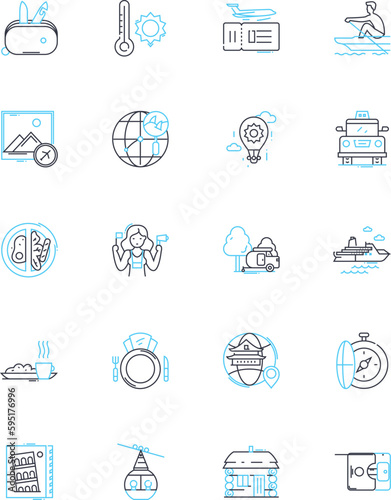 Leisure time linear icons set. Relaxation, Entertainment, Hobbies, Recreation, Amusement, Escape, Fun line vector and concept signs. Enjoyment,Rest,Leisureliness outline illustrations