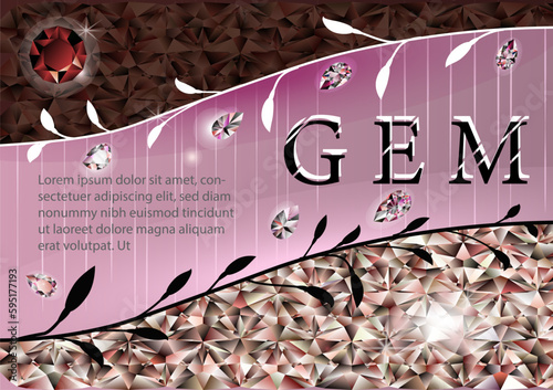 Diamond background gemstone realistic vector illustration