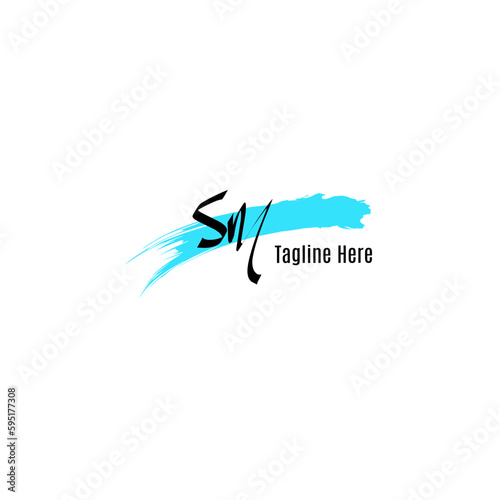 Sm Initial Handwriting Signature Logo Vector