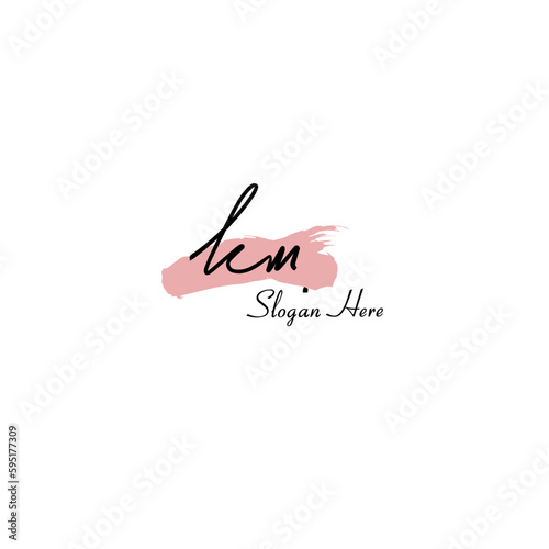 km Initial Handwriting Signature Logo Vector