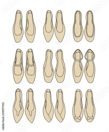 ベージュのパンプスのイラストセット