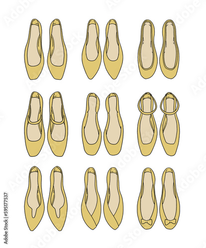 黄色いパンプスのイラストセット