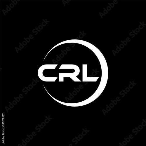 CRL letter logo design with black background in illustrator, cube logo, vector logo, modern alphabet font overlap style. calligraphy designs for logo, Poster, Invitation, etc. photo