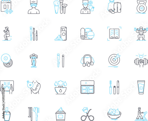 Splendor linear icons set. Elegance, Beauty, Magnificence, Opulence, Glamour, Luxury, Grandeur line vector and concept signs. Radiance,Exquisite,Sparkle outline illustrations