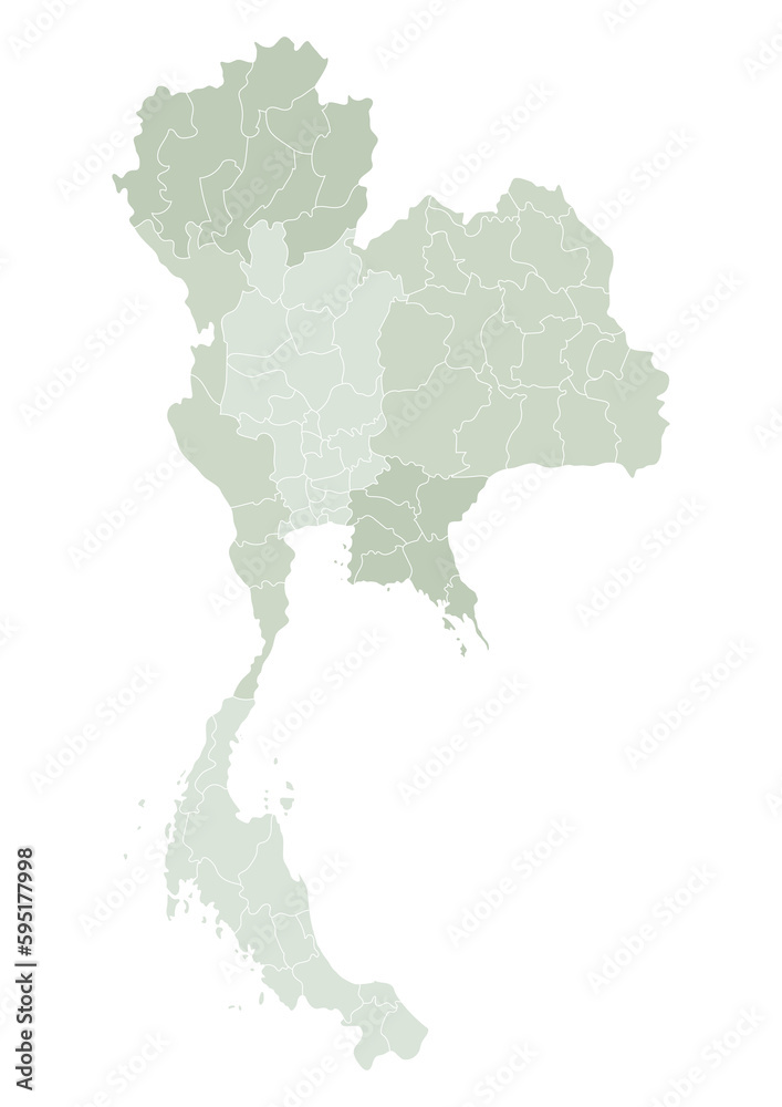 Thailand map with the administration of regions and provinces map