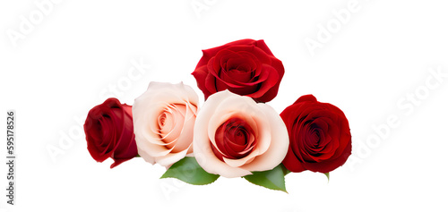 red and pink rose isolated on white background. Generative ai