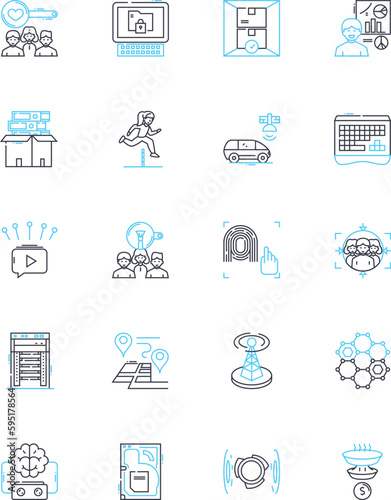 Cultural shift linear icons set. Transformation, Revolution, Evolution, Change, Progression, Innovation, Adaptation line vector and concept signs. Modification,Revolutionize,Diversity outline