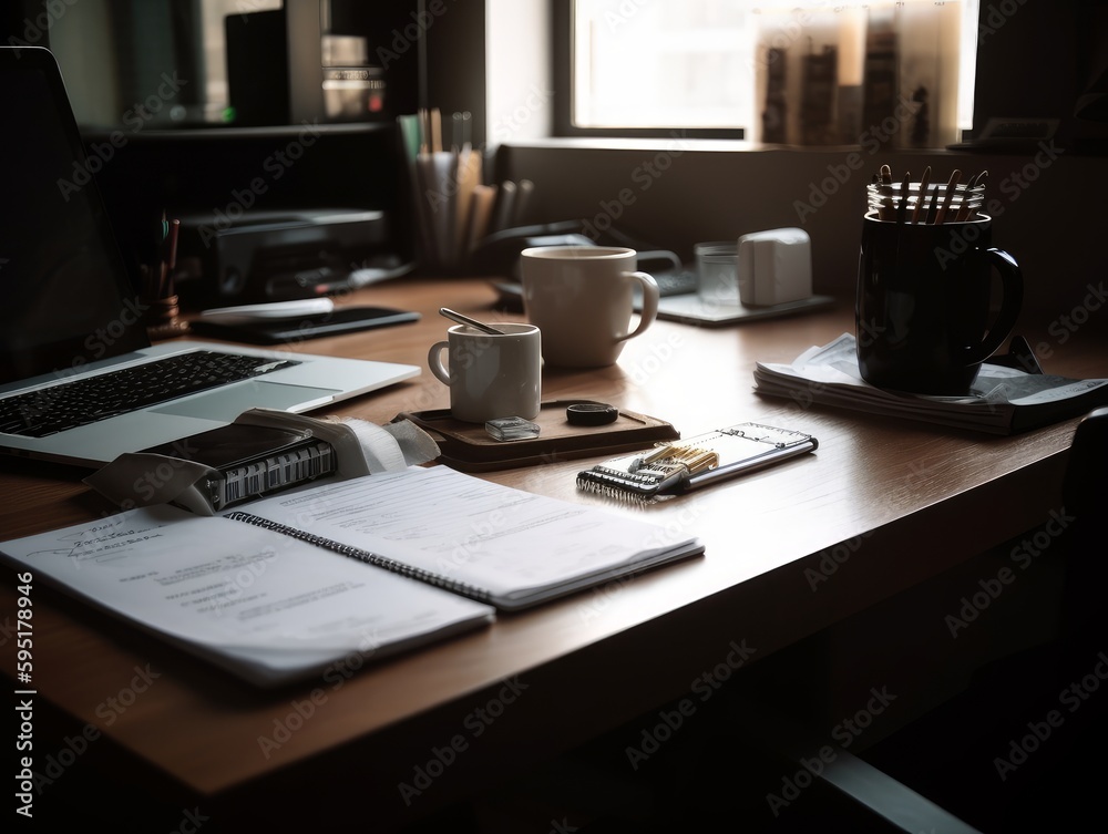 A productive and organized environment is depicted by a workspace table A productive and organized environment is depicted by a workspace table