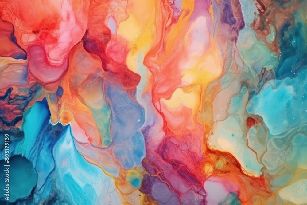 Artistic watercolor painting with a vibrant and harmonious color palette, perfect for adding a pop of color to any space. AI Generative chromatic art.