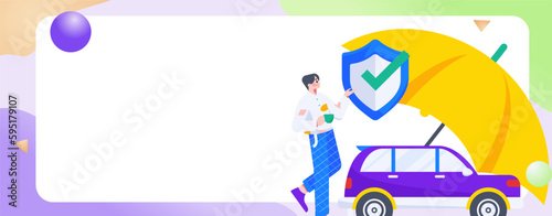 Buy insurance for car flat character vector concept operation hand drawn illustration
