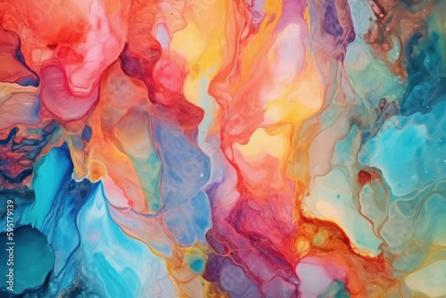 Artistic watercolor painting with a vibrant and harmonious color palette, perfect for adding a pop of color to any space. AI Generative chromatic art. © sorapop