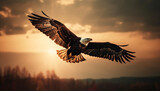 Spread wings in mid air, majestic hawk soars generated by AI