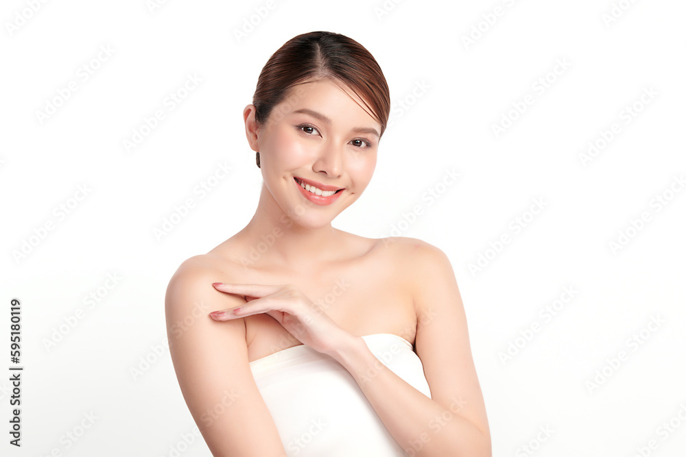 Beautiful young asian woman with clean fresh skin on white background, Face care, Facial treatment, Cosmetology, beauty and spa, Asian women portrait. Beautiful young asian woman with clean fresh skin on white background, Face care, Facial treatment, Cosmetology, beauty and spa, Asian women portrait.
