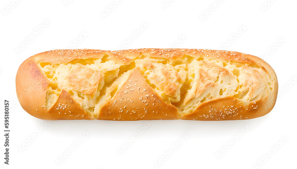 French baguette. Isolated on white background french bread