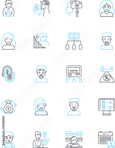 Critical thinking linear icons set. Analysis, Reasoning, Evaluation, Reflection, Logic, Rationality, Interpretation line vector and concept signs. Inquiry,Scrutiny,Problem-solving outline