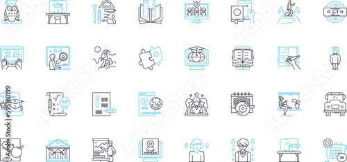 Advanced instruction linear icons set. Critical thinking, Creativity, Innovation, Problem-solving, Collaboration, Communication, Leadership line vector and concept signs. Time-management, Self