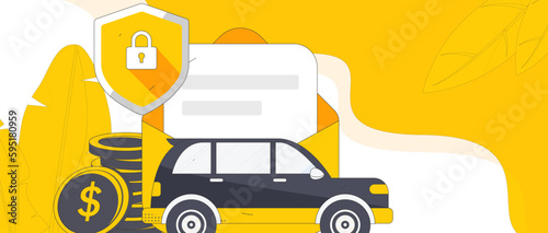 Buy insurance for car flat character vector concept operation hand drawn illustration
