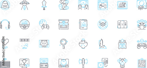 Performance tracking linear icons set. Analytics, Metrics, Evaluations, Measurements, Dashboards, Progress, Benchmarks line vector and concept signs. Targets,Feedback,Assessments outline illustrations