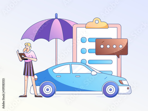 Buy insurance for car flat character vector concept operation hand drawn illustration
