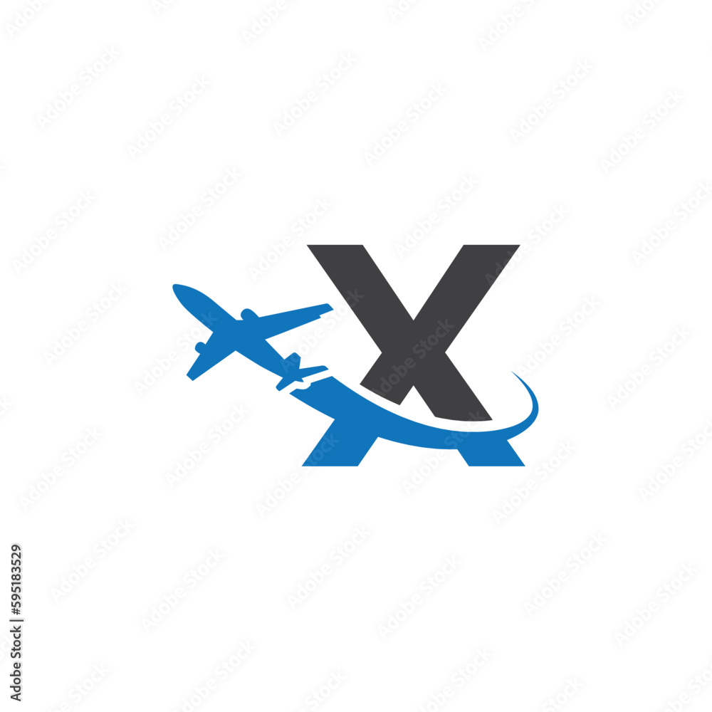 X letter logo with left airplane	