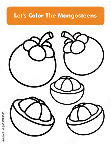 Mangosteens Coloring Book Page In Letter Page Size Children Coloring Worksheet Premium Vector Element