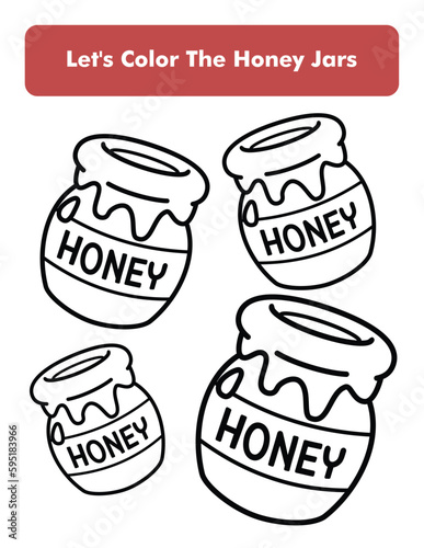 Honey Jars Coloring Book Page In Letter Page Size Children Coloring Worksheet Premium Vector Element