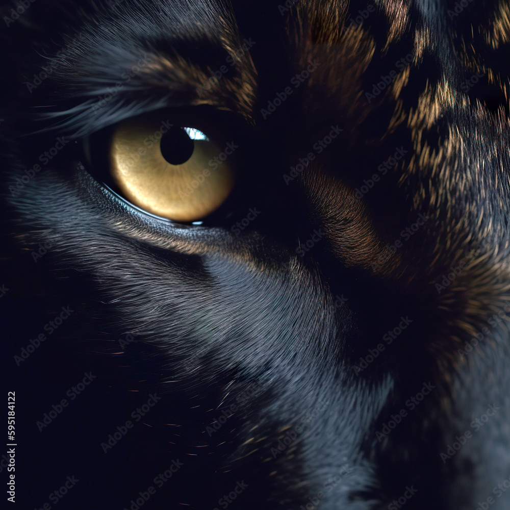 Black panther’s eyes close up