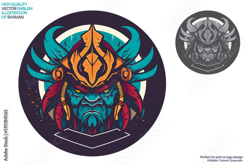 Indian chief mascot. Esport emblem logo design. Fully editable colored vector illustration. Good for print or logo design.