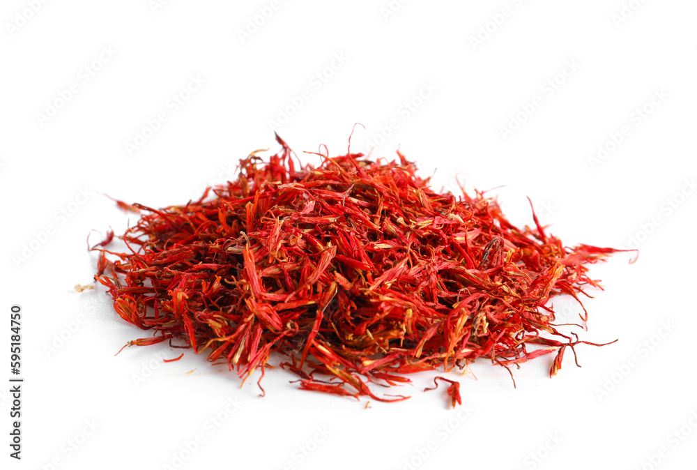 Naklejka premium Pile of saffron on white background