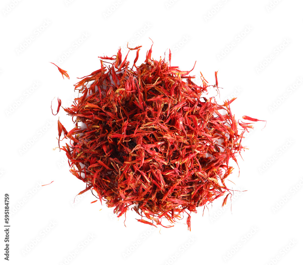 Naklejka premium Pile of saffron on white background