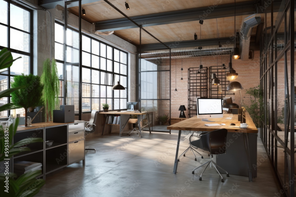 Fototapeta premium Modern office interior in loft style