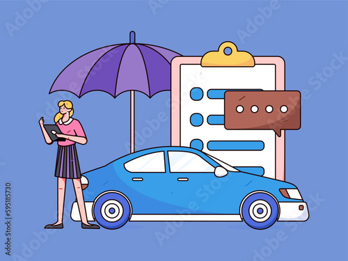 Buy insurance for car flat character vector concept operation hand drawn illustration
