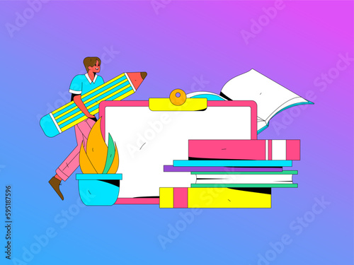 Education learning people flat vector concept hand drawn illustration 