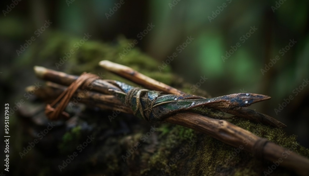 Fresh green leaves on old tree branch generated by AI Fresh green leaves on old tree branch generated by AI
