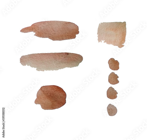set of watercolor stains in light brown color