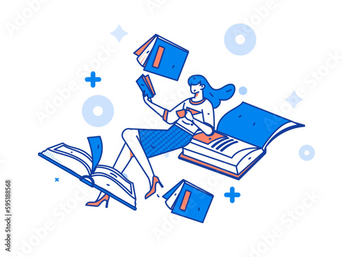 Education learning people flat vector concept hand drawn illustration
