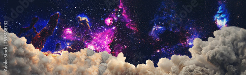 Night sky with clouds and stars.Fantasy in high resolution ideal for wallpaper. Elements of this image furnished by NASA