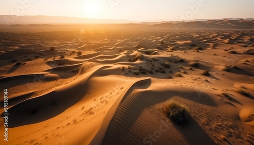 Rippled sand dunes  majestic beauty in nature generated by AI
