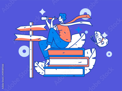 Education learning people flat vector concept hand drawn illustration
