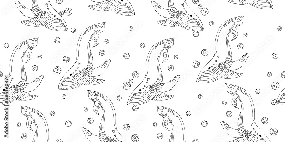 seamless background with whales seamless background with whales
