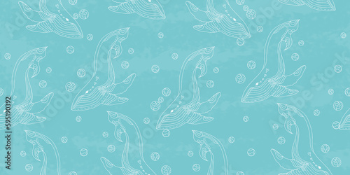 seamless blue background with whales