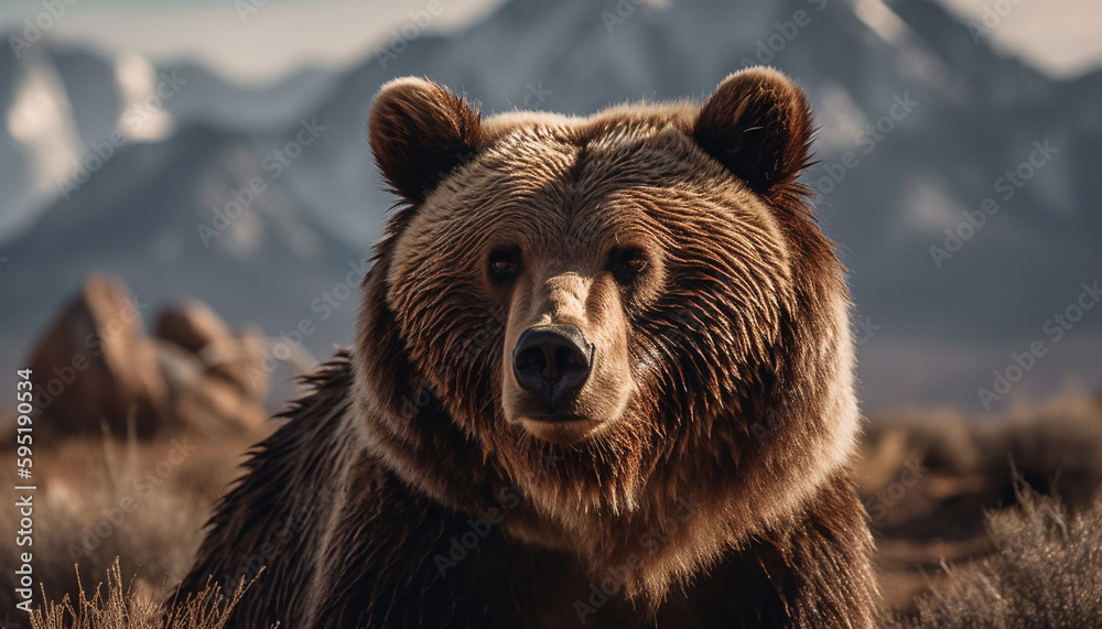 Obraz premium Majestic mountain lion stares into the wilderness generated by AI