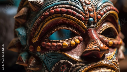 Indigenous mask decoration disguises human face pattern generated by AI