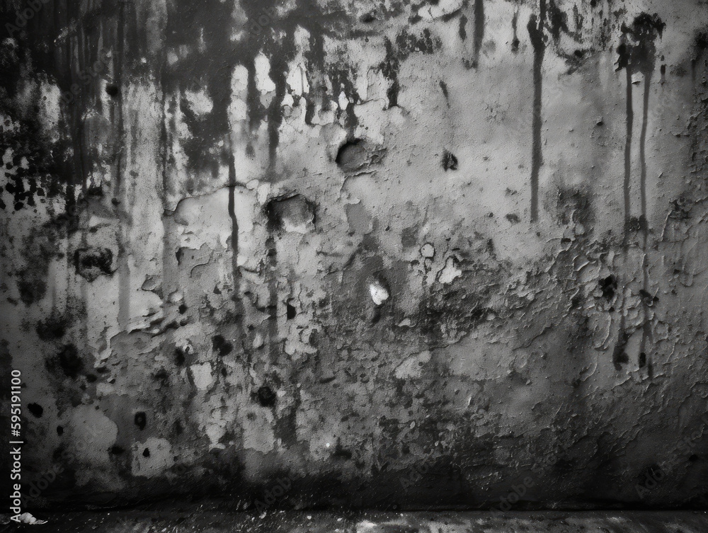 Grunge texture black and white plaster wall, generative ai