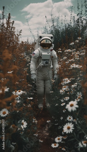 astronaut in a flower field © nico