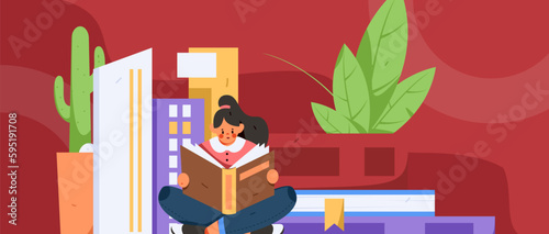 Education learning people flat vector concept hand drawn illustration
