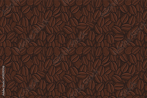 Coffee beans seamless pattern background. Hand drawn vector illustration.